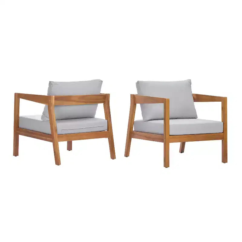 Christopher Knight Home Kittisak Fauteuils de jardin rembourrés en bois d'acacia style ferme avec coussin (Lot de 2)