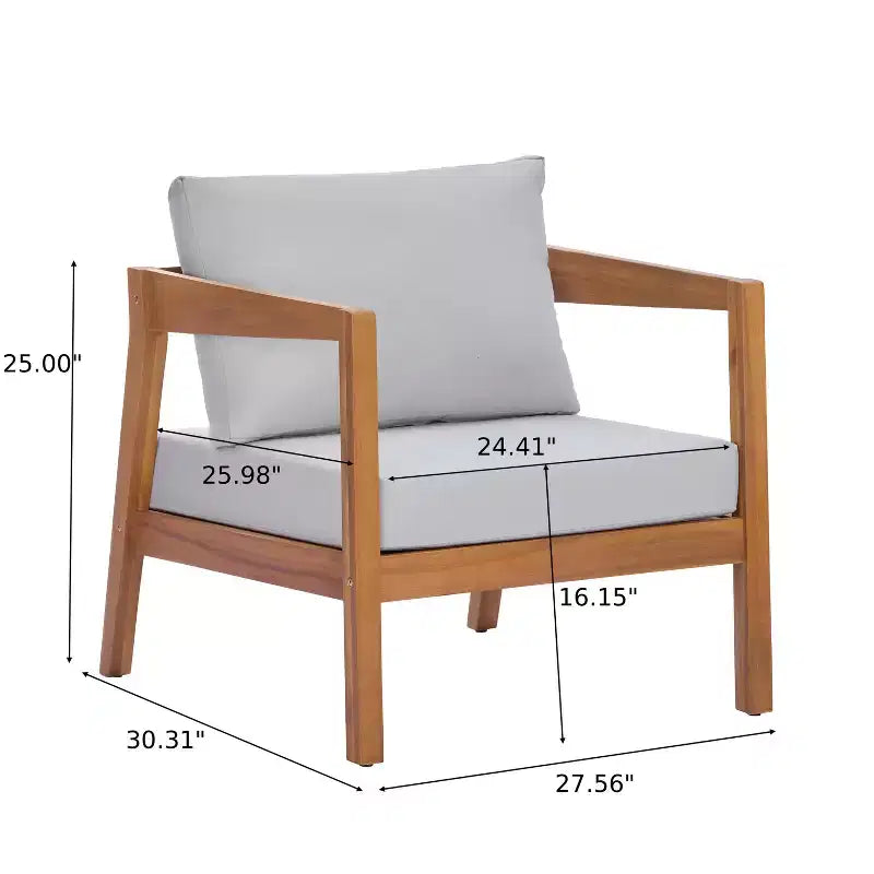 Christopher Knight Home Kittisak Fauteuils de jardin rembourrés en bois d'acacia style ferme avec coussin (Lot de 2)