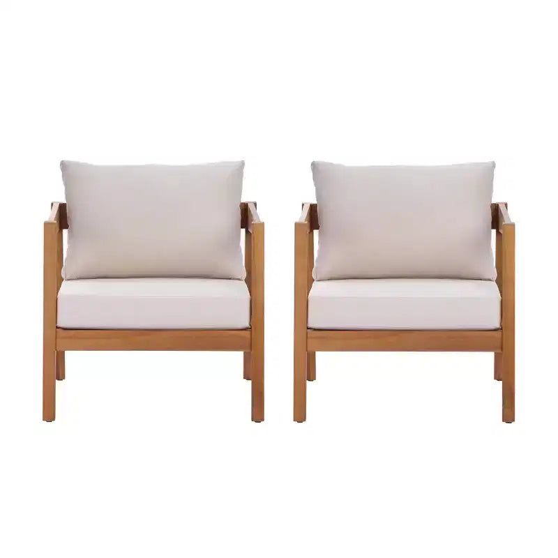 Christopher Knight Home Kittisak Fauteuils de jardin rembourrés en bois d'acacia style ferme avec coussin (Lot de 2)