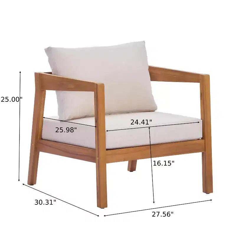 Christopher Knight Home Kittisak Fauteuils de jardin rembourrés en bois d'acacia style ferme avec coussin (Lot de 2)