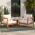 Christopher Knight Home Kittisak Farmhouse Acacia Wood Upholstered Patio Lounge Chairs with Cushion (Set of 2)