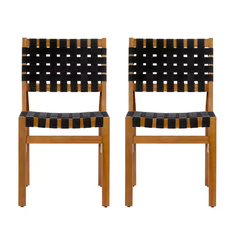 Christopher Knight Home Prasert Chaises d'extérieur modernes en bois d'acacia avec corde tressée en polyéthylène (lot de 2)