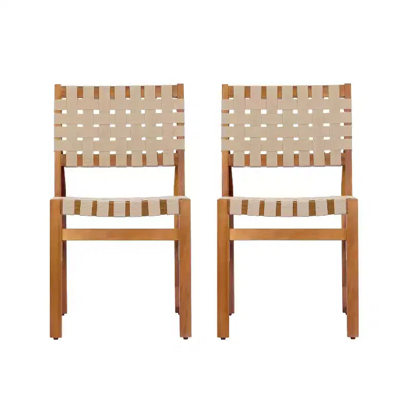 Christopher Knight Home Prasert Chaises d'extérieur modernes en bois d'acacia avec corde tressée en polyéthylène (lot de 2)