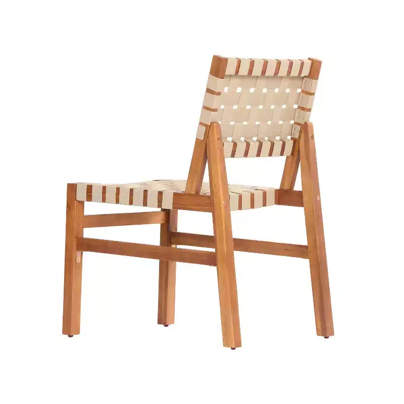 Christopher Knight Home Prasert Chaises d'extérieur modernes en bois d'acacia avec corde tressée en polyéthylène (lot de 2)