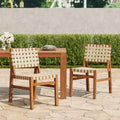 Christopher Knight Home Prasert Modern Acacia Wood Patio Side Chairs with PE Woven Rope (Set of 2)