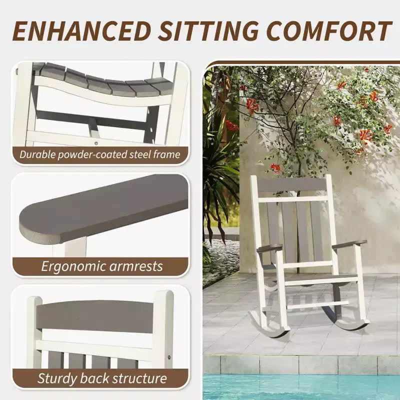 Clihome – Lot de 2 chaises berçantes d'extérieur