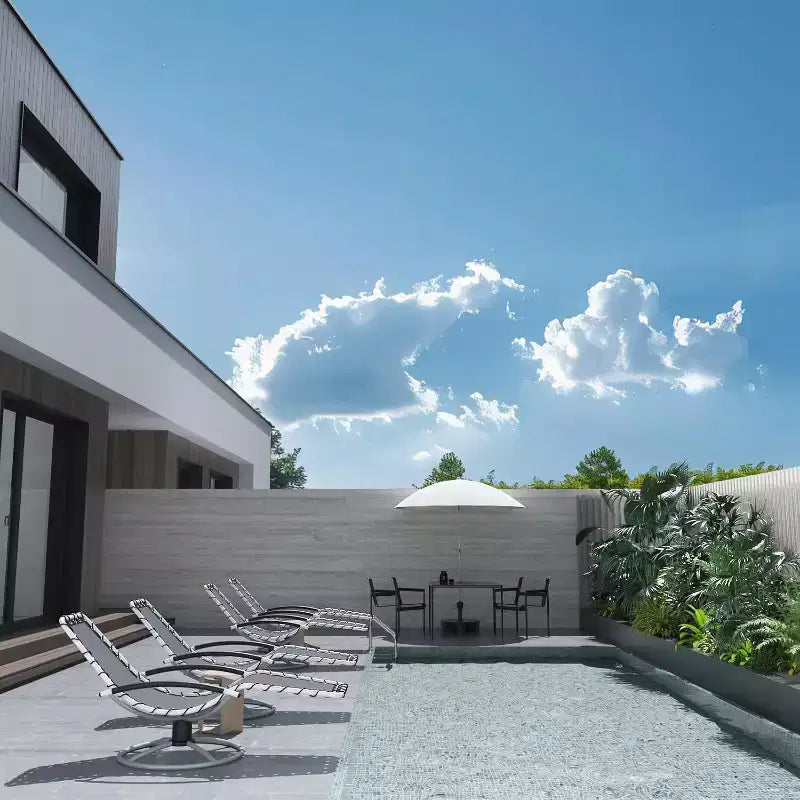 Chaise longue d'extérieur robuste pivotante à 360°, transat de patio résistant aux intempéries avec dossier réglable pour la piscine, le jardin, la pelouse et les bains de soleil