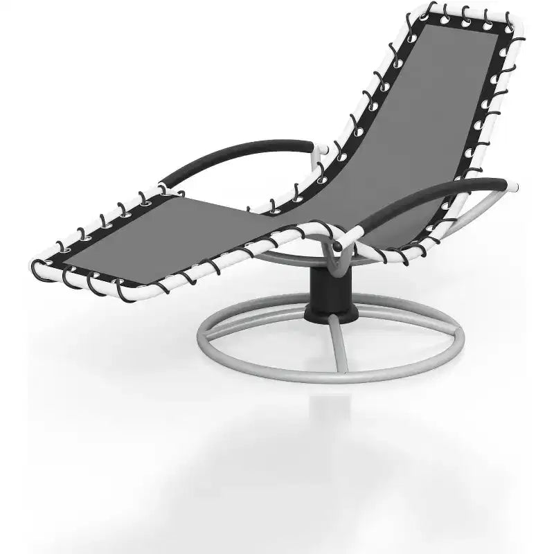 Chaise longue d'extérieur robuste pivotante à 360°, transat de patio résistant aux intempéries avec dossier réglable pour la piscine, le jardin, la pelouse et les bains de soleil