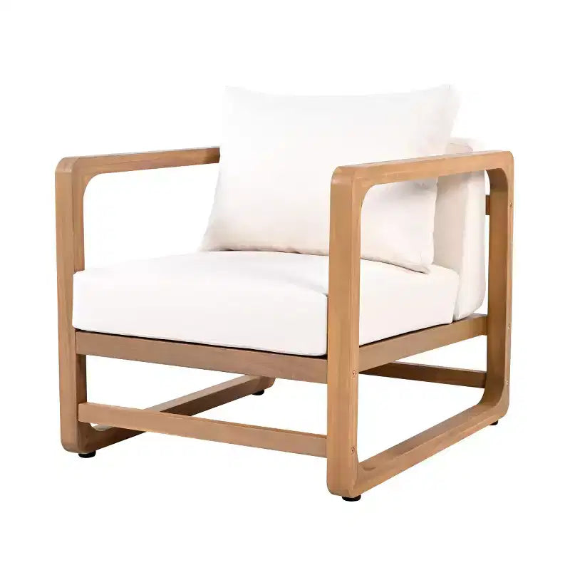 Fauteuil de jardin moderne avec coussins, fauteuil de terrasse en bois d'acacia massif, assise profonde surdimensionnée pour le jardin, le porche ou la terrasse - Panipeachy