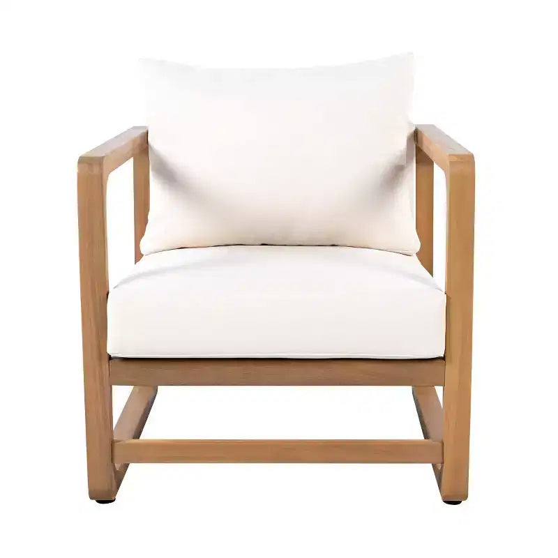 Fauteuil de jardin moderne avec coussins, fauteuil de terrasse en bois d'acacia massif, assise profonde surdimensionnée pour le jardin, le porche ou la terrasse - Panipeachy