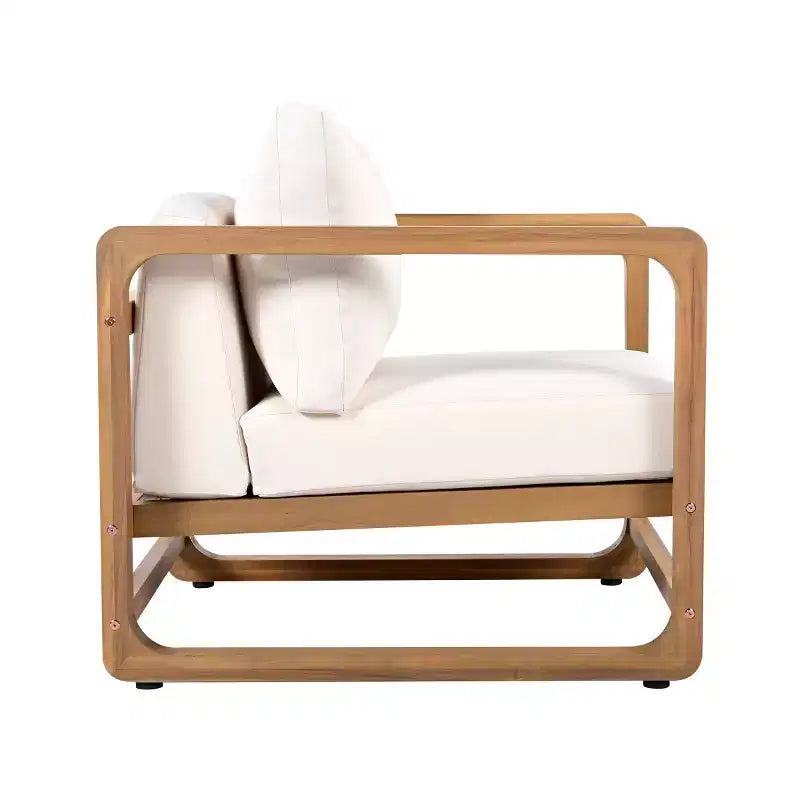 Fauteuil de jardin moderne avec coussins, fauteuil de terrasse en bois d'acacia massif, assise profonde surdimensionnée pour le jardin, le porche ou la terrasse - Panipeachy