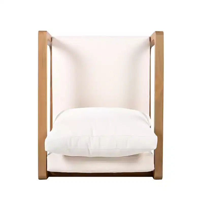 Fauteuil de jardin moderne avec coussins, fauteuil de terrasse en bois d'acacia massif, assise profonde surdimensionnée pour le jardin, le porche ou la terrasse - Panipeachy