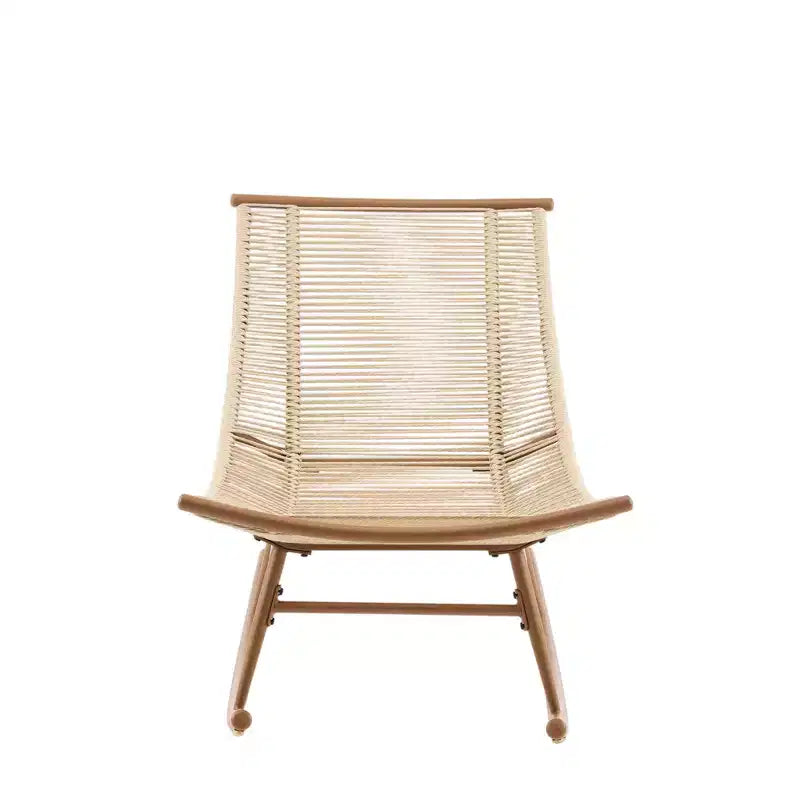 Fauteuil à bascule d'extérieur ModernLuxe, fauteuil à bascule de patio en rotin PE résistant aux intempéries avec cadre en métal robuste, chaise longue ergonomique incurvée, beige