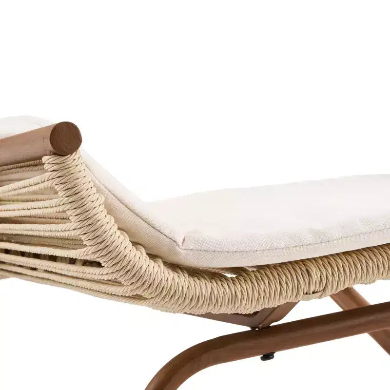 ModernLuxe Fauteuil à bascule d'extérieur avec dossier haut et coussin, bascule de patio en résine tressée, chaise longue moderne en osier