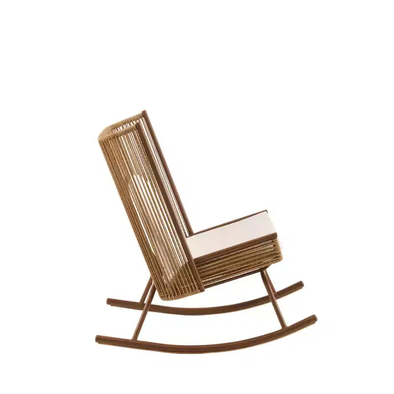 ModernLuxe Fauteuil à bascule d'extérieur avec dossier haut et coussin, bascule de patio en résine tressée, chaise longue moderne en osier