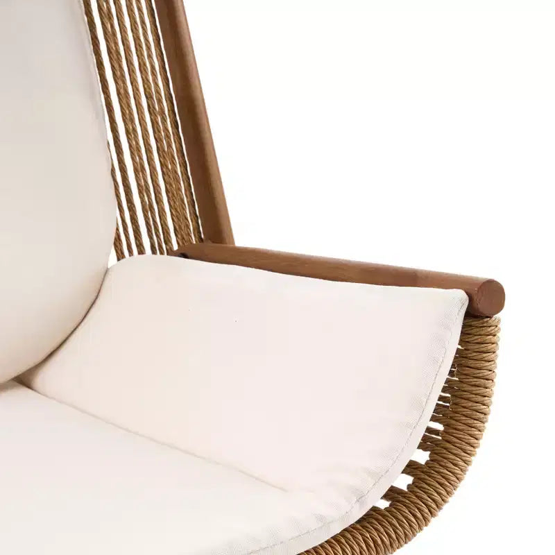 ModernLuxe Fauteuil à bascule d'extérieur avec dossier haut et coussin, bascule de patio en résine tressée, chaise longue moderne en osier