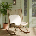 ModernLuxe Outdoor Rocking Chair with High Arc Backrest & Cushion, PE Rattan Patio Rocker, Modern Wicker Lounge Chair