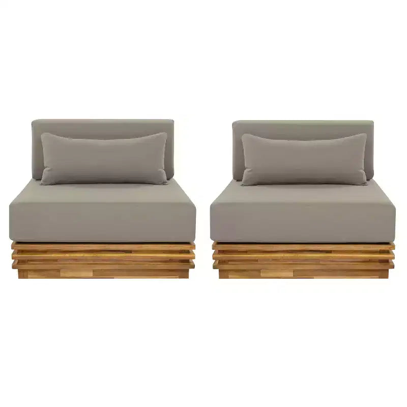Christopher Knight Home Preston – Fauteuil de jardin moderne et surdimensionné en bois d'acacia avec coussins