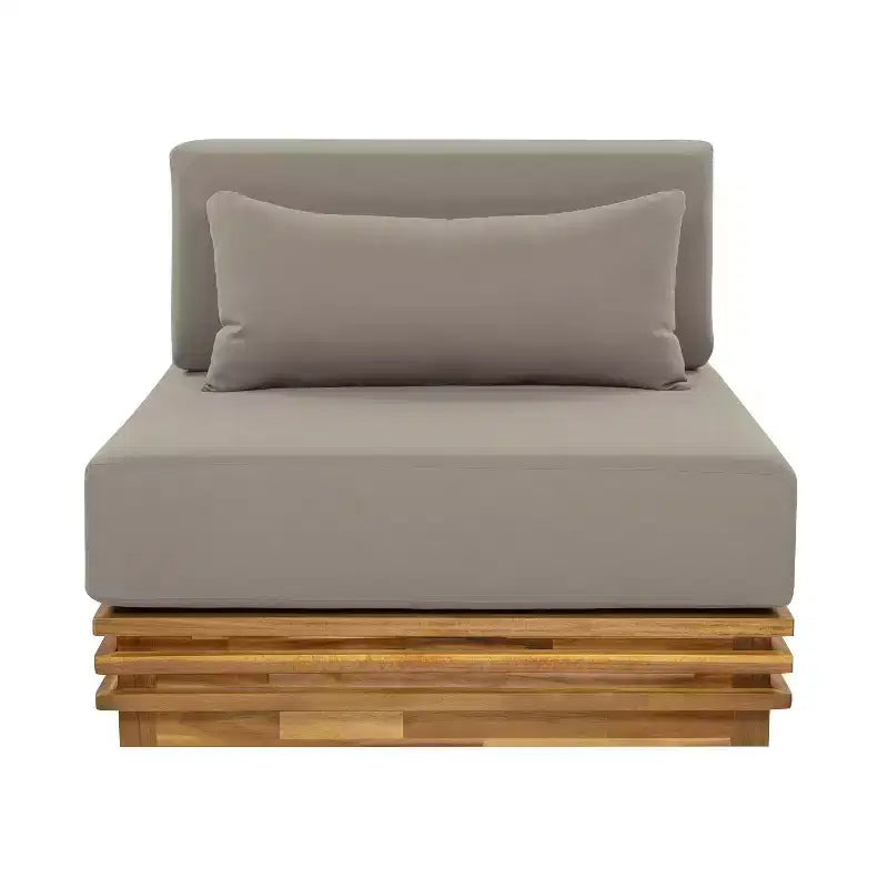 Christopher Knight Home Preston – Fauteuil de jardin moderne et surdimensionné en bois d'acacia avec coussins