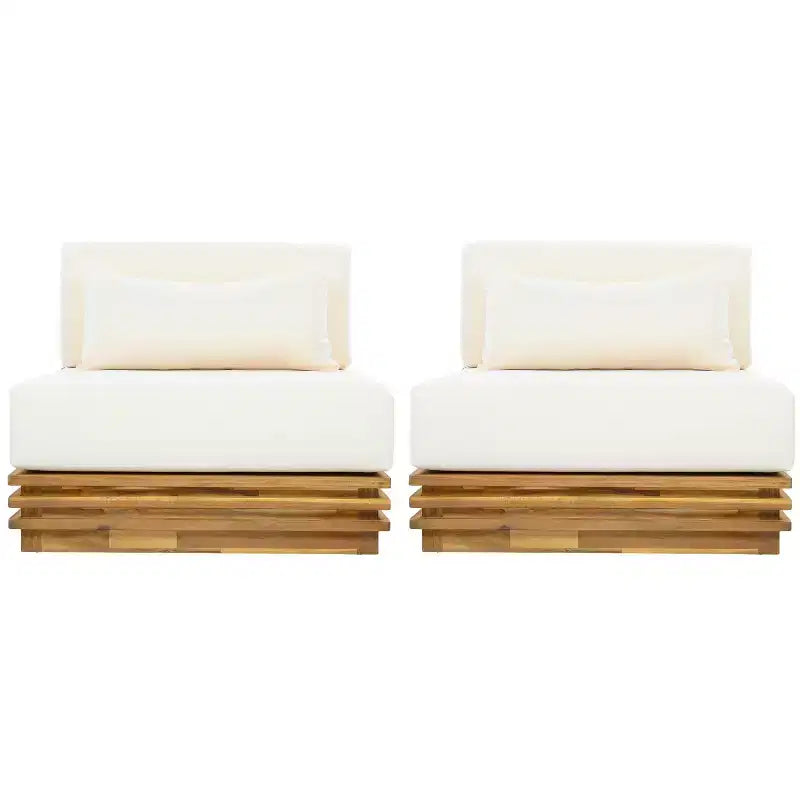 Christopher Knight Home Preston – Fauteuil de jardin moderne et surdimensionné en bois d'acacia avec coussins