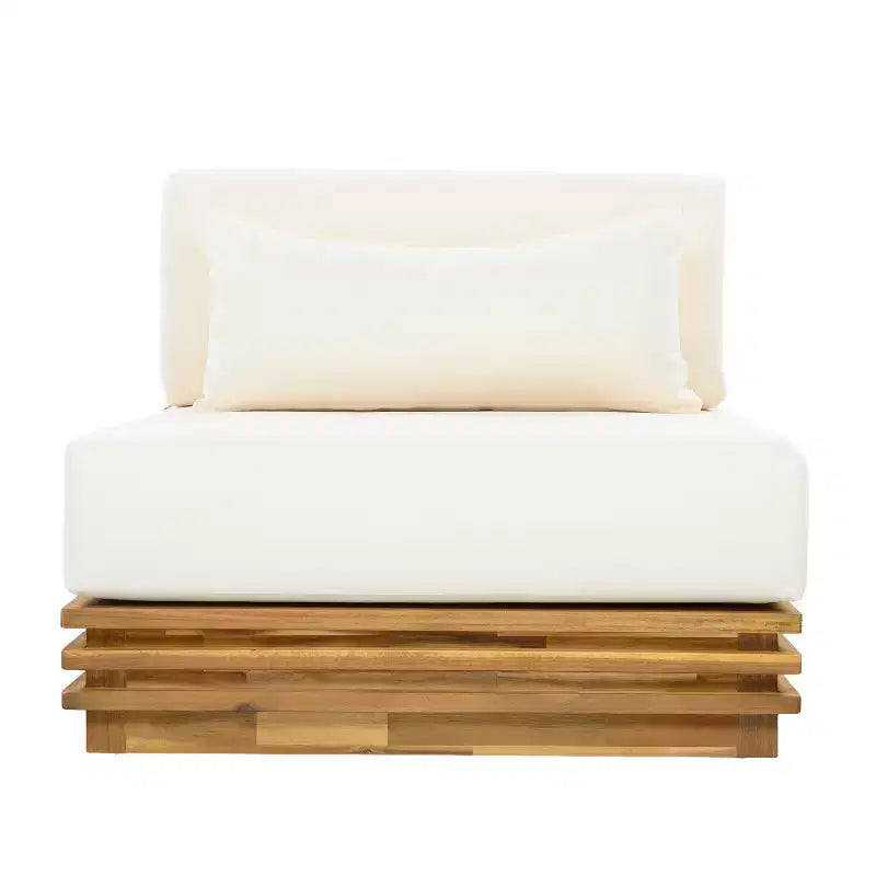 Christopher Knight Home Preston – Fauteuil de jardin moderne et surdimensionné en bois d'acacia avec coussins