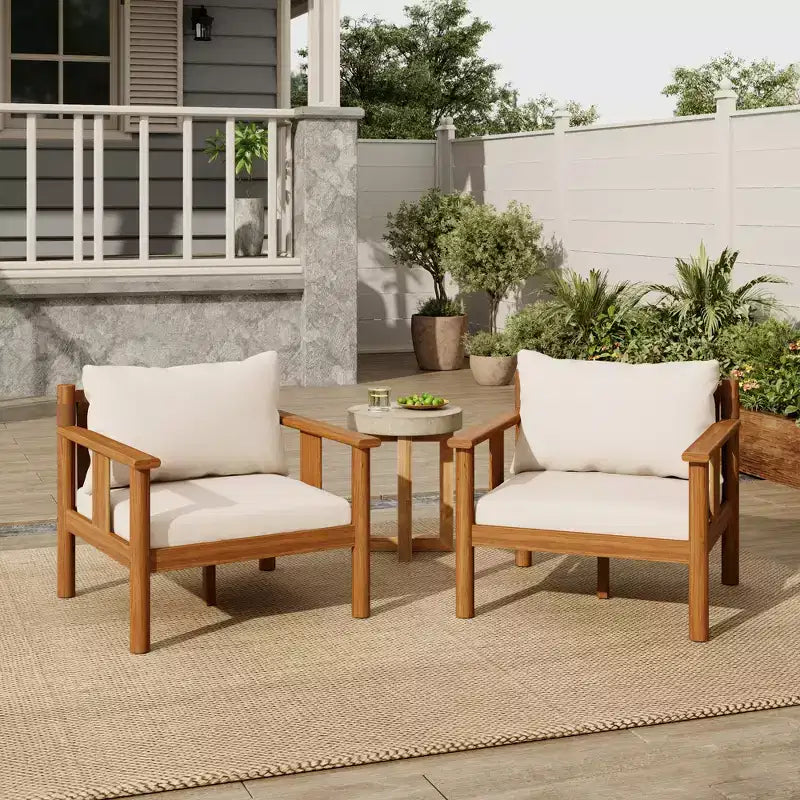 Fauteuil de jardin moderne en bois d'acacia avec coussin Christopher Knight Home Chalida
