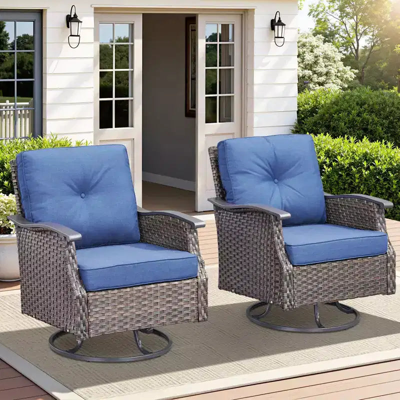GDFStudio Ashbourne Ensemble de 2 fauteuils pivotants et coulissants d'extérieur avec coussins