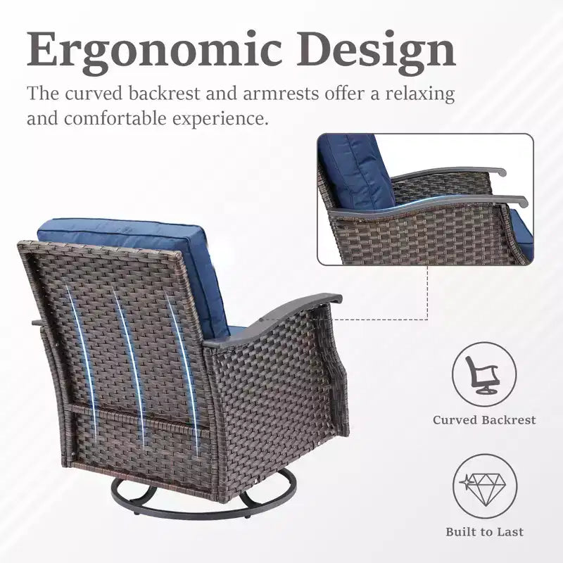 GDFStudio Ashbourne Ensemble de 2 fauteuils pivotants et coulissants d'extérieur avec coussins