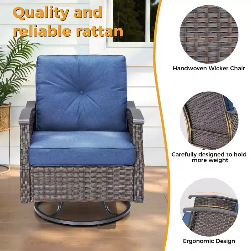 GDFStudio Ashbourne Ensemble de 2 fauteuils pivotants et coulissants d'extérieur avec coussins