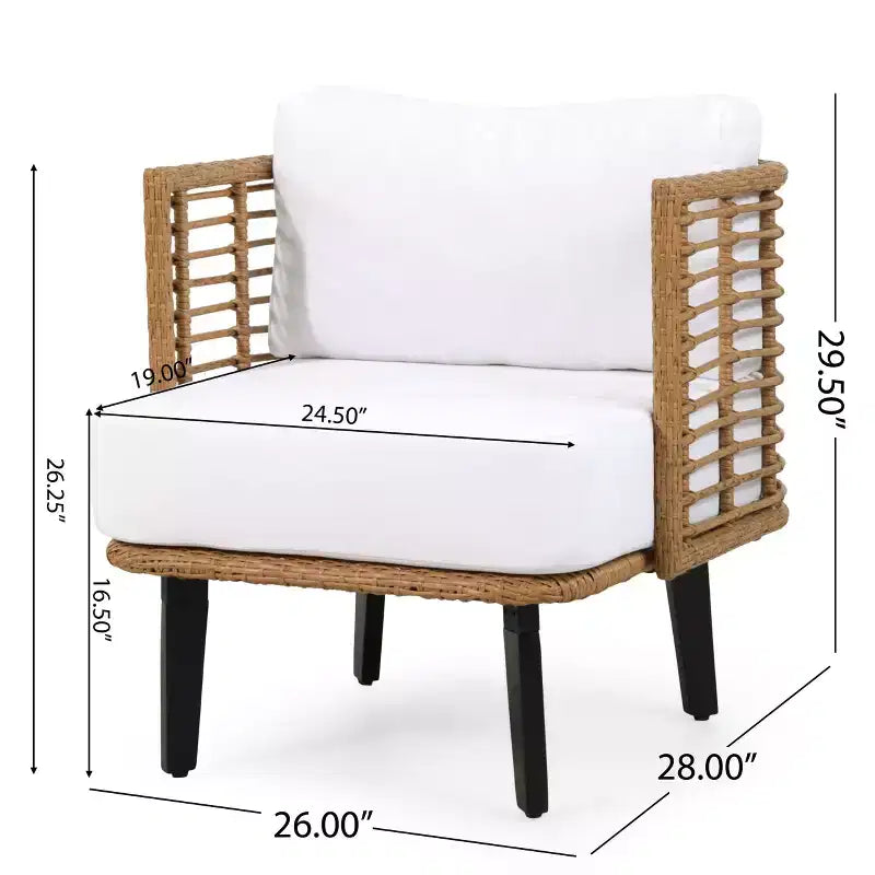 Fauteuil d'extérieur Fauteuil club de patio Fauteuil en rotin avec coussins résistants aux intempéries, Marron - ModernLuxe