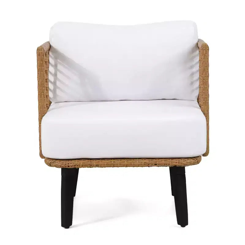 Fauteuil d'extérieur Fauteuil club de patio Fauteuil en rotin avec coussins résistants aux intempéries, Marron - ModernLuxe