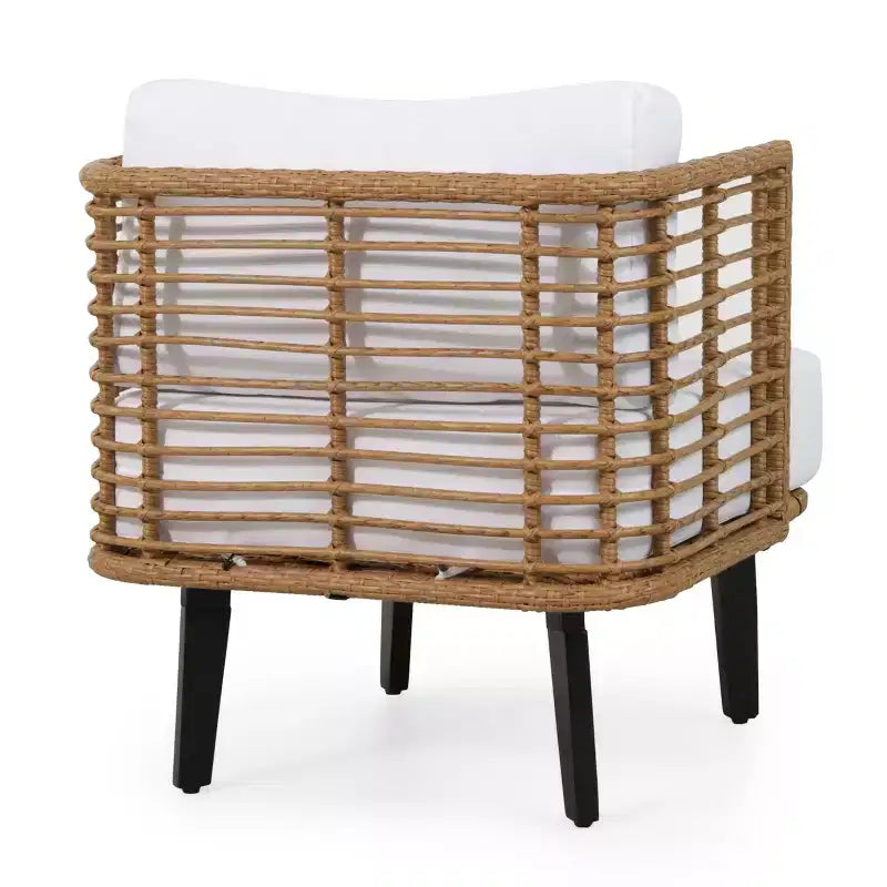 Fauteuil d'extérieur Fauteuil club de patio Fauteuil en rotin avec coussins résistants aux intempéries, Marron - ModernLuxe