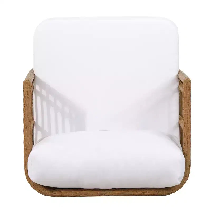 Fauteuil d'extérieur Fauteuil club de patio Fauteuil en rotin avec coussins résistants aux intempéries, Marron - ModernLuxe