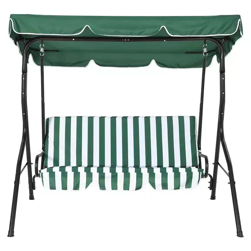 Balançoire de porche 3 places, balançoire de patio avec coussin amovible et cadre en acier thermolaqué, balançoire d'extérieur avec auvent pour porche, jardin