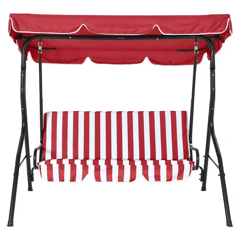 Balançoire de porche 3 places, balançoire de patio avec coussin amovible et cadre en acier thermolaqué, balançoire d'extérieur avec auvent pour porche, jardin