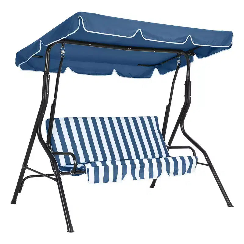 Balançoire de porche 3 places, balançoire de patio avec coussin amovible et cadre en acier thermolaqué, balançoire d'extérieur avec auvent pour porche, jardin
