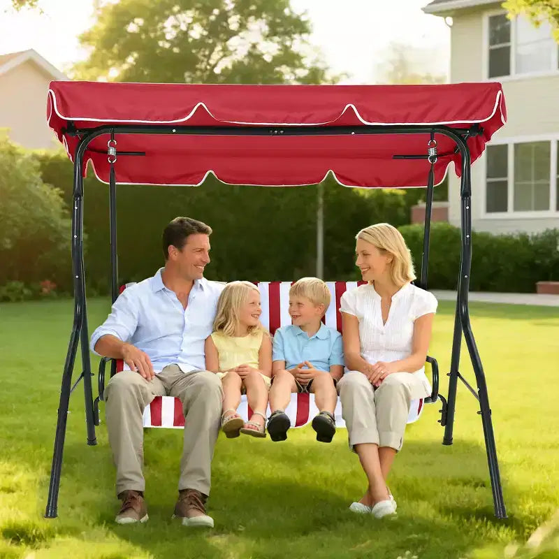 Balançoire de porche 3 places, balançoire de patio avec coussin amovible et cadre en acier thermolaqué, balançoire d'extérieur avec auvent pour porche, jardin
