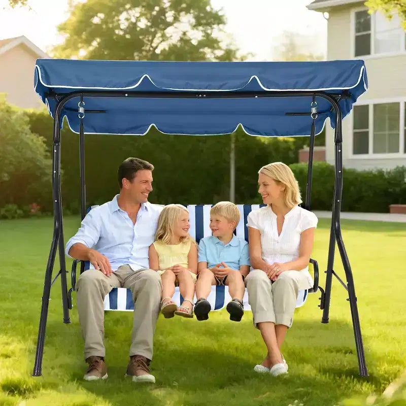Balançoire de porche 3 places, balançoire de patio avec coussin amovible et cadre en acier thermolaqué, balançoire d'extérieur avec auvent pour porche, jardin
