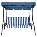 3 Person Porch Swing, Patio Swing with Removable Cushion & Powder-Coated Steel Frame, Outdoor Swing with Canopy for Porch, Garden