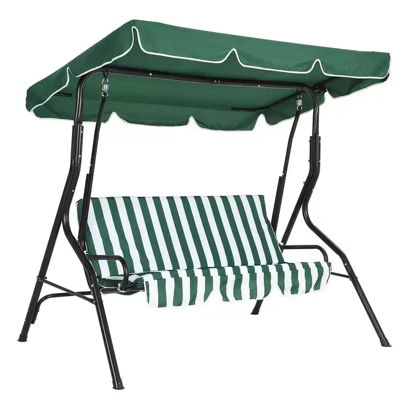 Balançoire de porche 3 places, balançoire de patio avec coussin amovible et cadre en acier thermolaqué, balançoire d'extérieur avec auvent pour porche, jardin