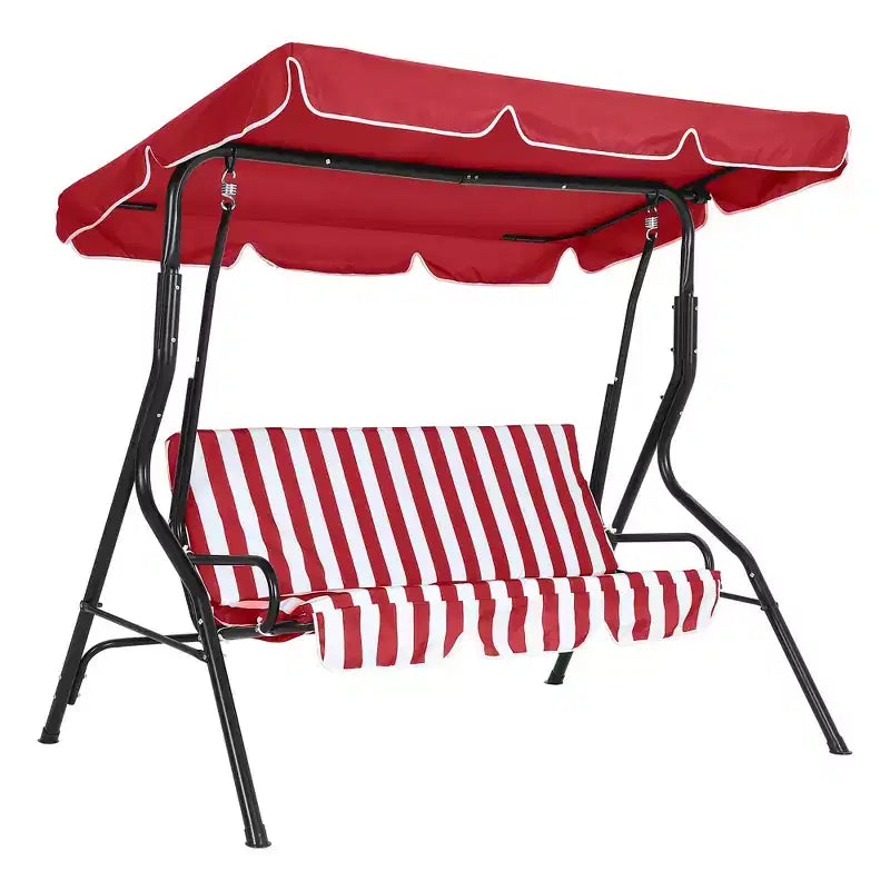 Balançoire de porche 3 places, balançoire de patio avec coussin amovible et cadre en acier thermolaqué, balançoire d'extérieur avec auvent pour porche, jardin