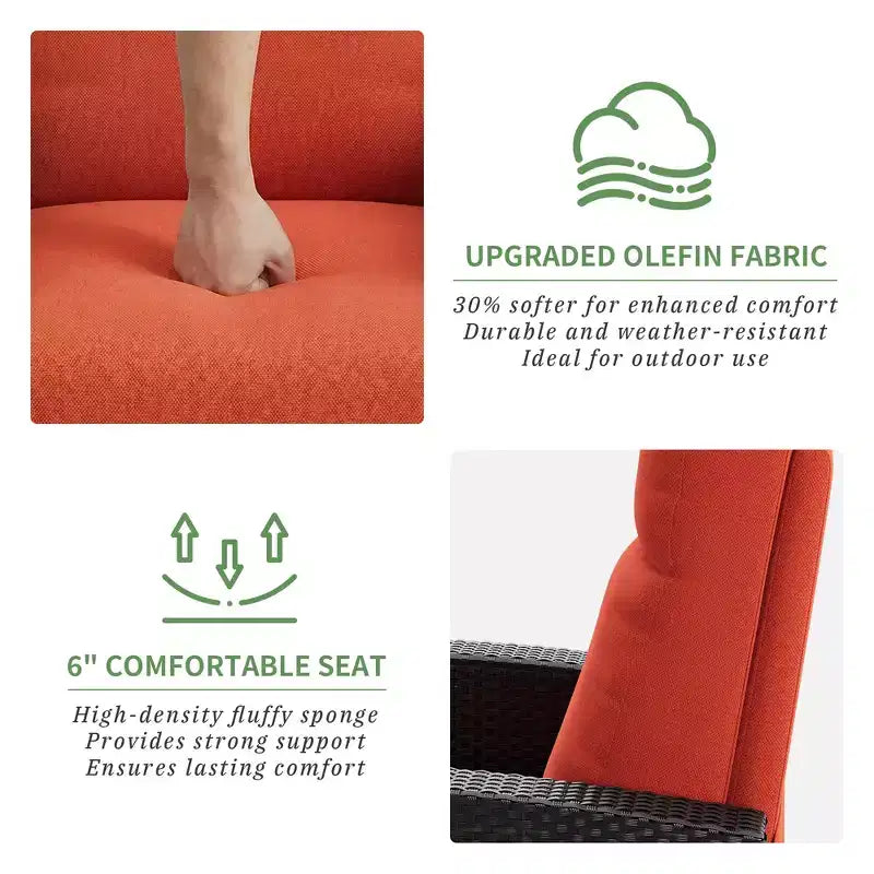 Fauteuil inclinable en osier avec dossier et repose-pieds réglables, chaise longue de patio en rotin inclinable à plat à 150° avec table d'appoint extensible et pompe à air