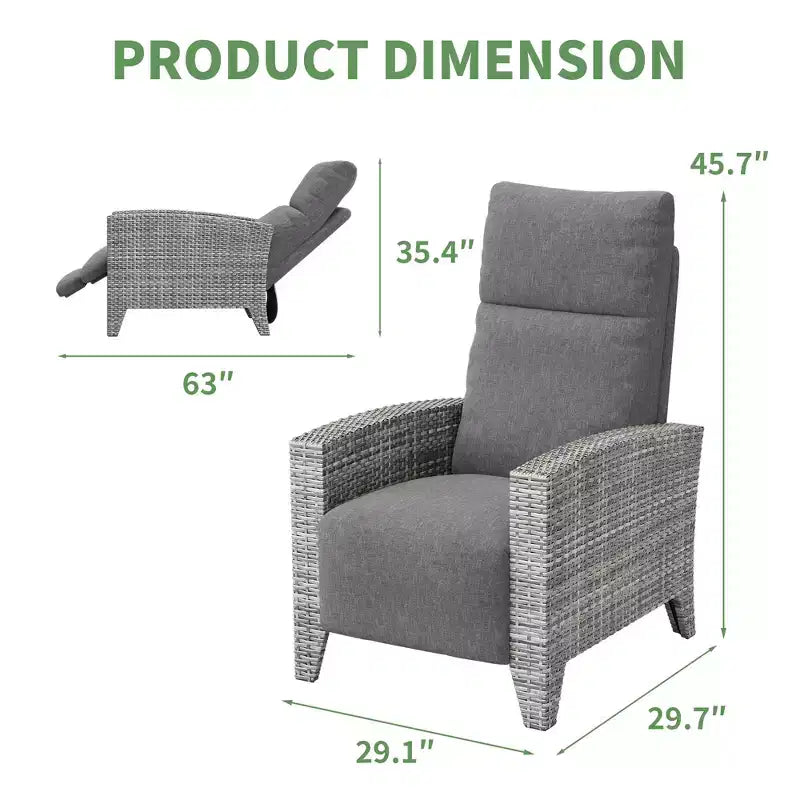 Fauteuil inclinable en osier avec dossier et repose-pieds réglables, chaise longue de patio en rotin inclinable à plat à 150° avec table d'appoint extensible et pompe à air
