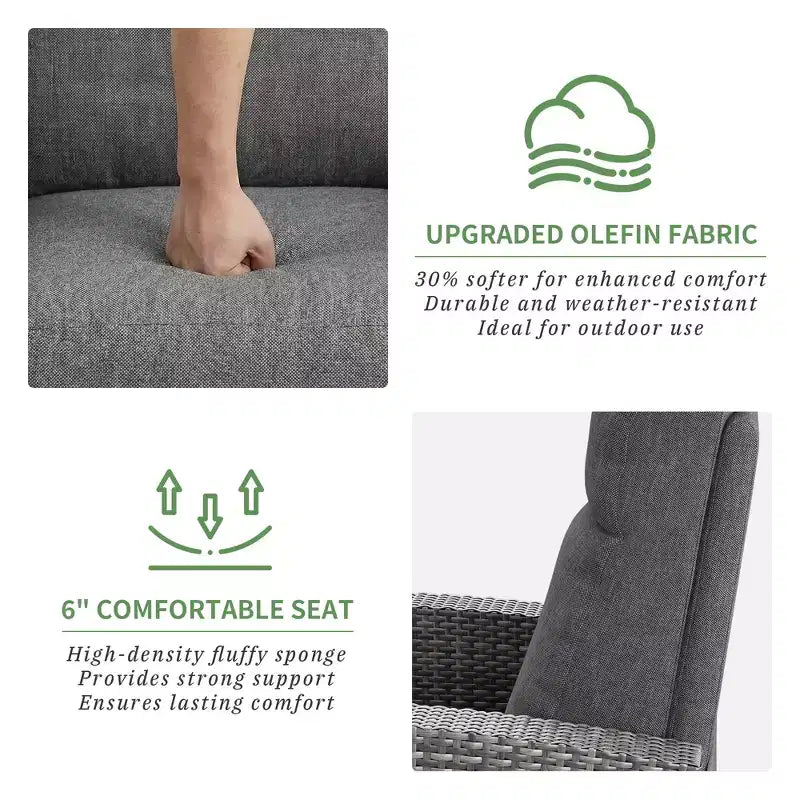 Fauteuil inclinable en osier avec dossier et repose-pieds réglables, chaise longue de patio en rotin inclinable à plat à 150° avec table d'appoint extensible et pompe à air