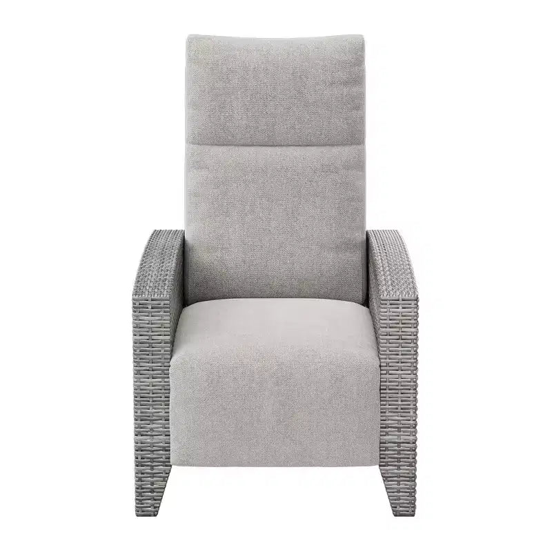 Fauteuil inclinable en osier avec dossier et repose-pieds réglables, chaise longue de patio en rotin inclinable à plat à 150° avec table d'appoint extensible et pompe à air