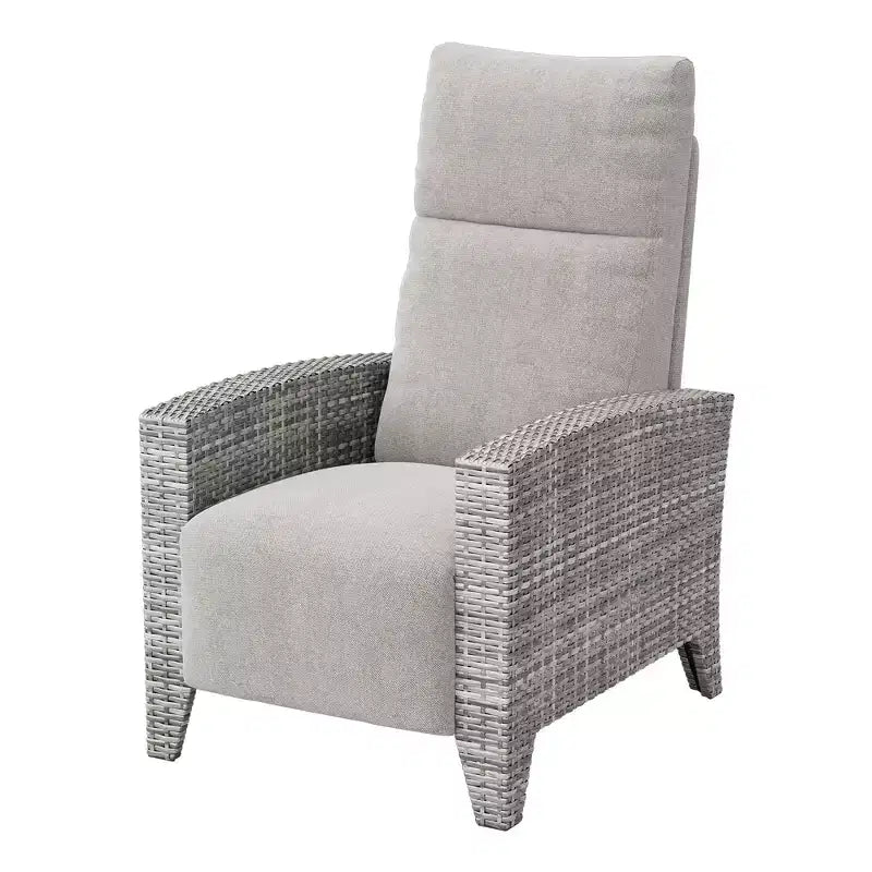 Fauteuil inclinable en osier avec dossier et repose-pieds réglables, chaise longue de patio en rotin inclinable à plat à 150° avec table d'appoint extensible et pompe à air