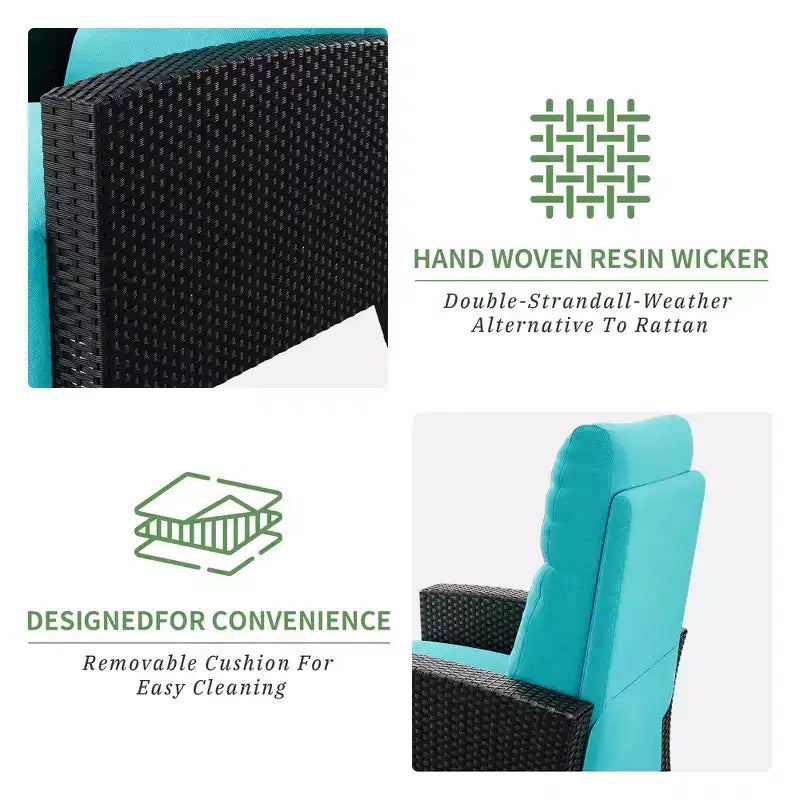 Fauteuil inclinable en osier avec dossier et repose-pieds réglables, chaise longue de patio en rotin inclinable à plat à 150° avec table d'appoint extensible et pompe à air