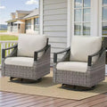 GDFStudio Moxie Outdoor Wicker and Steel Swivel Glider Chair with Cushions (Set of 2)