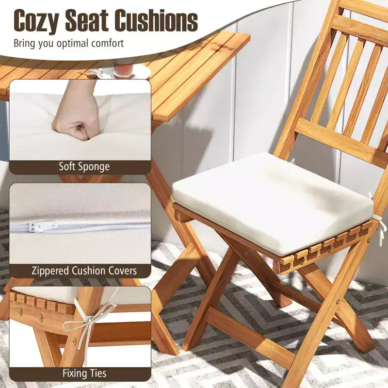 Lot de 2 chaises de patio pliantes Costway avec dossiers à lattes et coussins moelleux