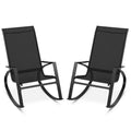 Costway 2 PCS Patio Rocking Chairs w/ Ergonomic Backrest Seat Safe Stoppers for Backyard